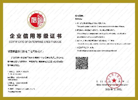 亚盛亚美特水利水电公司全国水利建设市场主体AAA信用评价